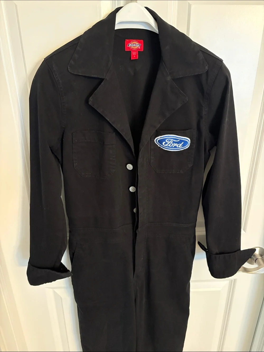 Dickies Black Long Sleeve Jumpsuit Coveralls with Ford Patch size Small Denim